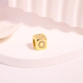 Gold-plated cube charm with micro-pave zircon letter Q for DIY jewelry making - Letter Q
