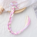 Elastico per capelli con fiocco rosa unicorno e trecce glitterate per bambine - Treccia Arcobaleno con Fiocco Trasparente