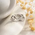 Bague double couche minimaliste en argent avec sertissage de zircon de 6mm - Style de Base en Pierre de 6mm (配件040)