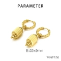 Detailansicht der 18K vergoldeten Laternen-Ohrhänger mit Größenangaben 22x9mm - 3D-Säulenlaternen-Anhänger / Gold (KE108965-KFC)