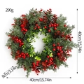 Christmas wreath with red berries and green foliage, 40cm diameter, 290g weight decoration - 40cm-No Bow Berry Style