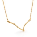 Collar de acero inoxidable dorado con colgante de constelación Piscis y gemas - Piscis