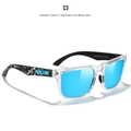 KDEAM KD332-PLUS classic square polarized sunglasses in ice blue with marble temples - Transparent Frame / Splatter Temple / Mirrored Ice Blue Lens