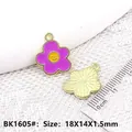 Purple tulip alloy charm with yellow smiley face for DIY jewelry making 18x14x1.5mm - 18X14X1.5mm / Purple Smile Flower (BK1605#)
