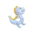 Blue silicone baby dinosaur teether with yellow fins and heart-shaped cutout detail - Dinosaur Teether / Blue