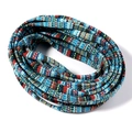 Detailed close-up of 5mm braided cotton cords with colorful ethnic geometric patterns - 5mm/5 Yards / Light Blue