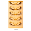 Five pairs of cat-eye false eyelashes with white pearl accents on yellow tray - Stage Makeup Dense Colored Bead Style (ZZJ5-016)