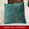 Dark green 45x45cm Christmas cushion cover with colorful star patterns on velvet fabric - Colorful Stars (Green)