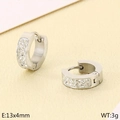 Silver stainless steel huggie earrings with double row pave rhinestones 13x4mm size - Double Row Steel (KE112933-GC)