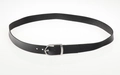 Classic black leather braided cord belt with a polished silver metal buckle for DIY hats - 56-58cm / Black Leather Classic Belt with Silver Metal Buckle (AB13)