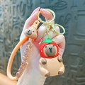 Mignon porte-clés capybara avec chapeau fraise pendentif de sac en caoutchouc cadeau - Capybara avec Chapeau Fraise