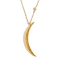 Collana in acciaio inossidabile dorato con ciondolo a mezzaluna, stella e finitura martellata - Oro