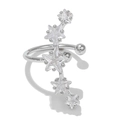 Silver star ear cuff with sparkling zircon stones in a stylish gradient design - EGJ0001 Silver