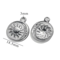 Silver vintage sun and moon stainless steel charms for DIY jewelry making 18.5mm - Steel Round Astrology Sun Moon Style J