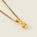 Classic gold bubble letter teardrop pendant necklace in polished titanium steel - Letter I