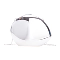 Futuristic silver egg-shaped crossbody bag with mirror polish finish and metal chain - Silver (Lined)