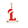 Detail of red glitter Christmas letter L ornament with Lucrezia name and heart details - Letter L