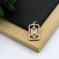 Gold plated 18K copper eye pendant with micro-inlaid zircon in a rectangular frame - Rectangle Divine Eye Micro-set Style