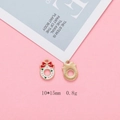 Christmas wreath alloy pendant charm with red and green enamel on pink background - Wreath Pendant (F304-1) / 10 Pieces/Pack (10*15mm)