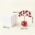 Miniature red cinnabar money tree in a glass vase with a white gift box for decor - Mini Cinnabar Tree (Mini Pot)