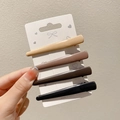 Colorful matte hair clips set in beige, purple, chocolate and black on display card - Waterdrop Clip / 4-Piece Set (6cm) / Multicolor (Beige/Mauve/Chocolate/Black)