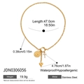 Collana impermeabile in acciaio inossidabile dorato con ciondoli a cuore e moneta - Stile Moneta Croce Cuore (JDN0306056)