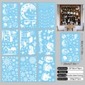 Set of 9 Christmas window stickers featuring white reindeer and snowflake motifs - Christmas White Moon & House Set