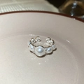 Macro shot of silver open ring with gradient pearls and sparkling zircon accents - 5# Gradient Pearl Style (Silver)