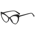 Elegant cat eye glasses frame in glossy black finish with blue light blocking lenses - Bright Black
