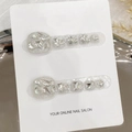 Unghie piedi finte fatte a mano argento glitterato con strass su cartoncino bianco - Piccolo (S) / Argento Glitter (B19)