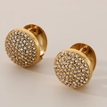 Schicke 18K vergoldete Edelstahl-Creolen mit Pavé-Zirkonia-Besatz für Damen - Gold (KE114645-KFC)