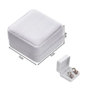 Detail view of square velvet jewelry box 7x7x4cm for rings and earrings display - Stud Earring Box / White