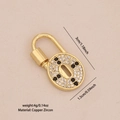 Golden heart-shaped lock charm with black and white zircon pavé on brass for DIY jewelry - 4# Gold Cross Lock Pendant
