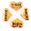 Golden heart-shaped metal charms with NIECE engraving for DIY jewelry making - Gold Heart-NIECE