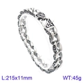 Détail du motif totem vintage sur le bracelet gourmette en acier inoxydable de 11 mm - Style à Fermoir à Motifs (KB133876-BDJX)