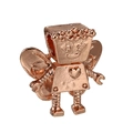 Abalorio de robot en oro rosa con corazón y alas para pulseras, acabado metálico pulido - Estilo Robot Oro Rosa (020)