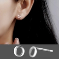 Elegant S999 pure silver stud earrings featuring a minimalist polished letter O design - Letter O/Pair