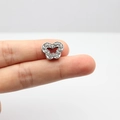 Silberner Schmetterlings-Schieber mit weißen Strasssteinen für 8mm DIY Armbänder - Schmetterling