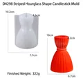 Dettagli dimensionali dello stampo in silicone e del portacandele a clessidra rigato - D4298-Stampo Portacandele a Clessidra Rigato