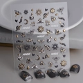 Stickers nail art 3D gaufrés avec papillons et motifs célestes dorés et argentés - Style Mystique Rétro Noir Or (CO-054)