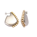 18k gold plated geometric U-shaped earrings with rhinestones in drop design - Steel Color (CK146-钢色)