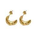 Elegant gold plated stainless steel C-shaped hoop earrings with sparkling rhinestones - 18K Gold / Gold