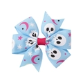 Fiocco per capelli blu con teschi bianchi e luna rosa per feste di Halloween - Blu Teschio Luna Stella