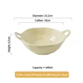 Cuenco de cerámica crema con dos asas para yogur y ensalada, 23,2 cm y 640 ml - crema
