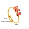 Verstelbare gouden gedraaide ring met drie rode zirkonia, maat 8, gewicht van 1,3g - Goud Gedraaid Touw Rode Zirkonia (RI1514E8G)