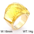 Chunky gold-tone ring featuring a large faceted yellow crystal, 18mm width and 14g weight - Yellow/Gold (KR37555-K)