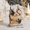 Lighted wooden church house Christmas decoration with berries on snow background - 3D Style No. 6