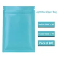 Pink blue resealable aluminum foil bag, 18 silk thickness, pack of 100 sample pouches - 7x10cm*18cm Silky Blue Matte Finish [100pcs]