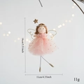 Ciondolo angelo di Natale rosa con gonna in tulle e ali dorate misura 14 cm per 11 cm - Rosa