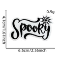 Detailed view of Spooky Halloween embroidery patch with spider web and size dimensions - 24# Spooky Spider Web